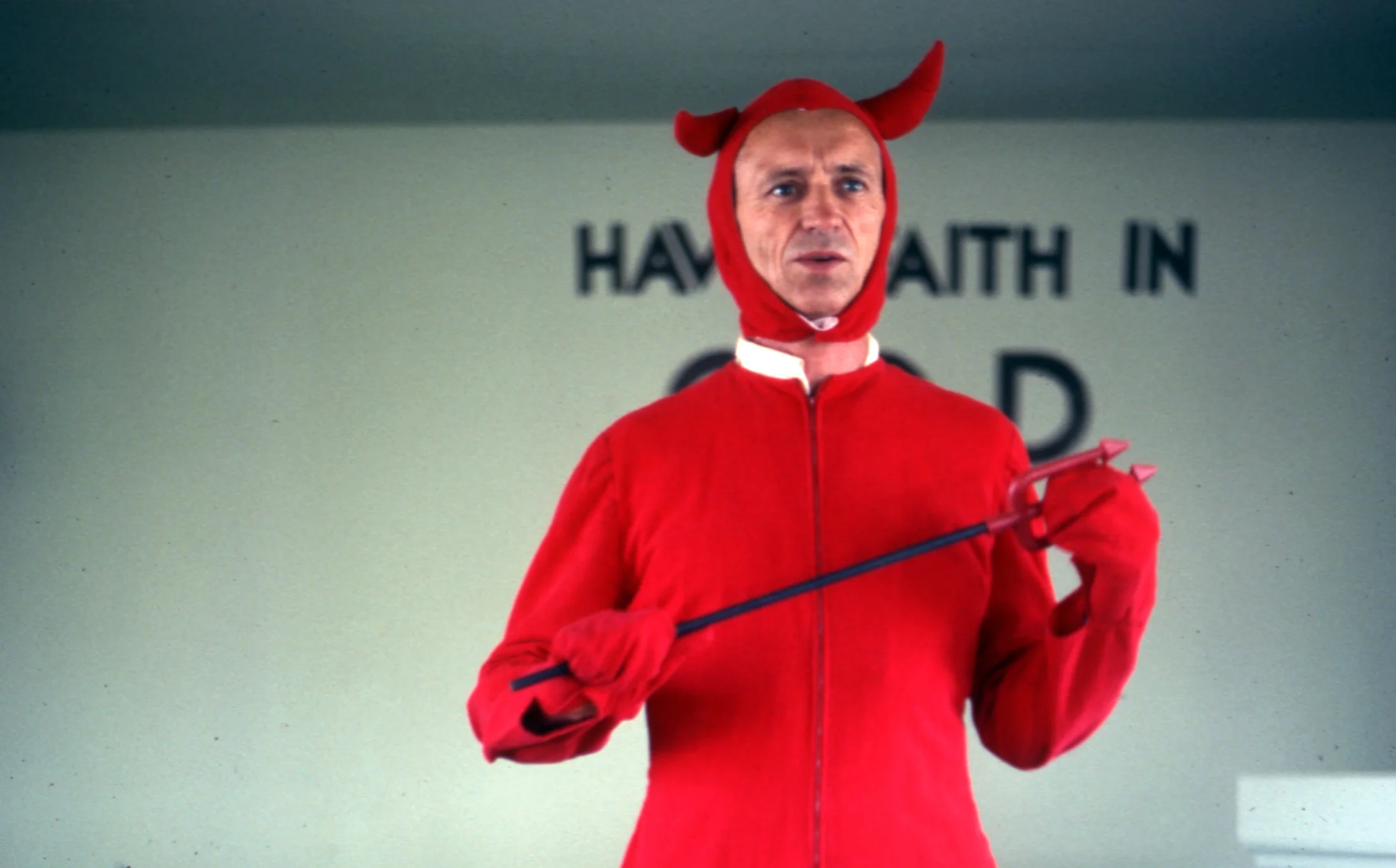 Merle, in costume, delivering a recitation from one of Lawson's earliest publications - The Devil