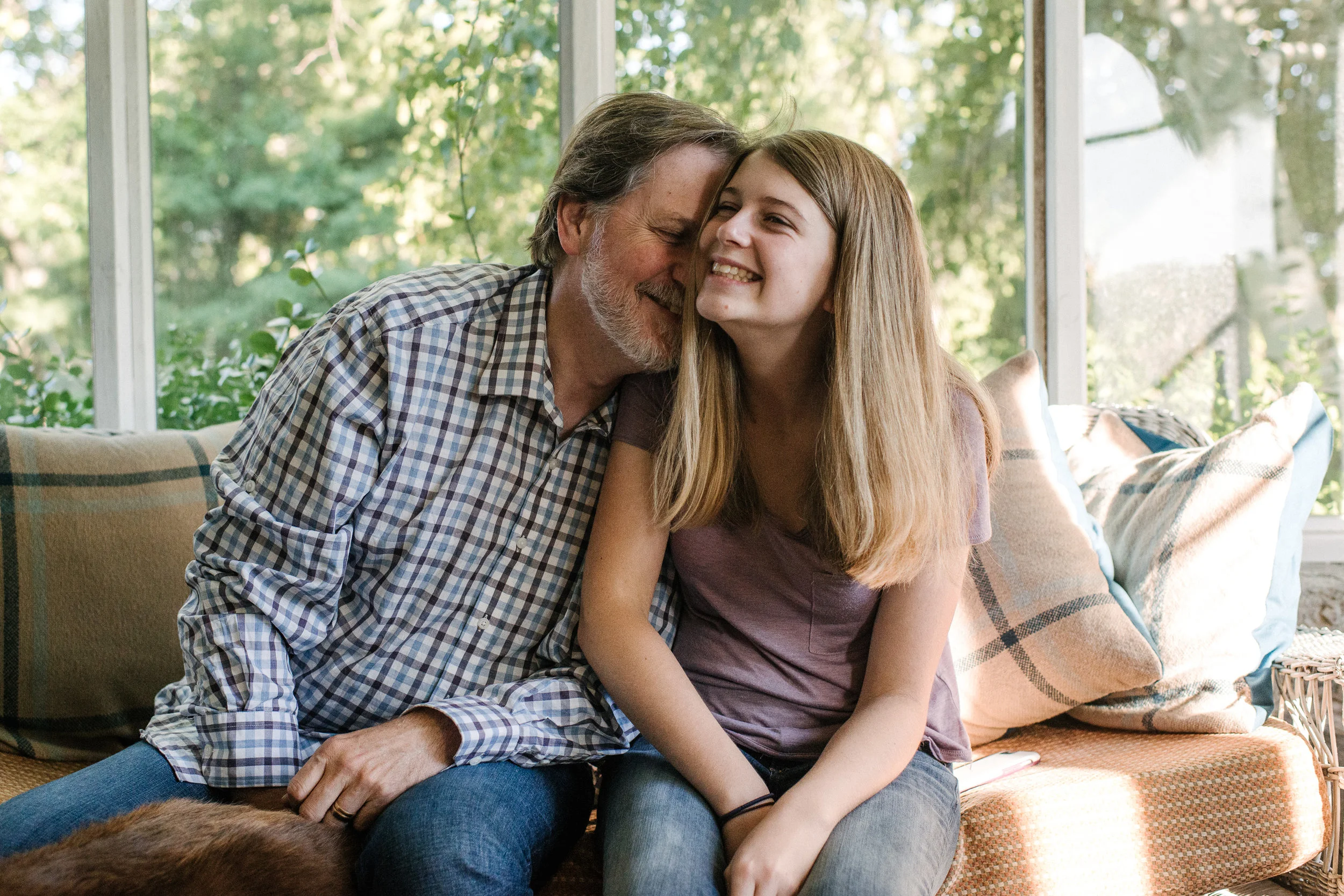 Teenagers also enjoy snuggles with dad.