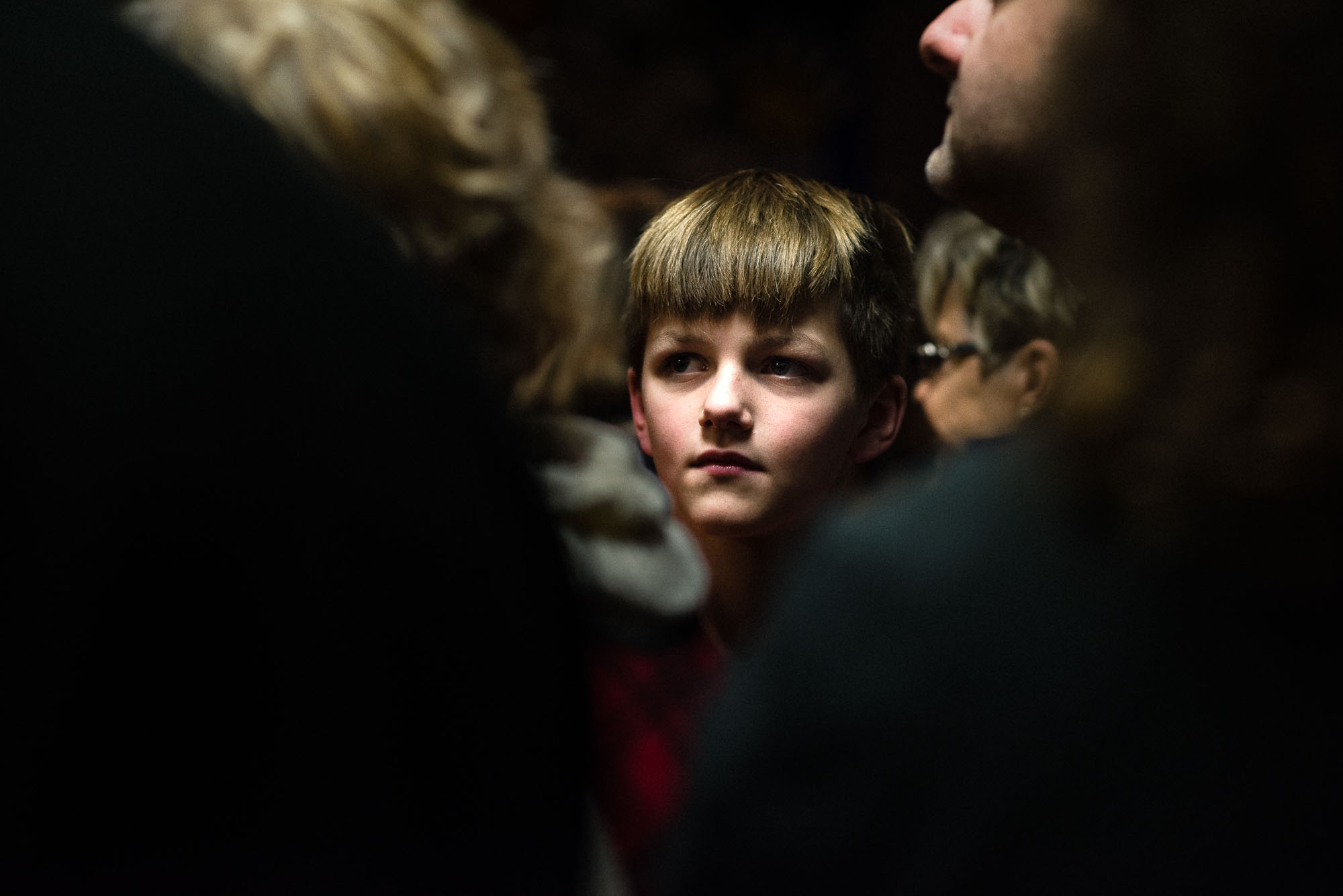 portrait of a boy in the crowd