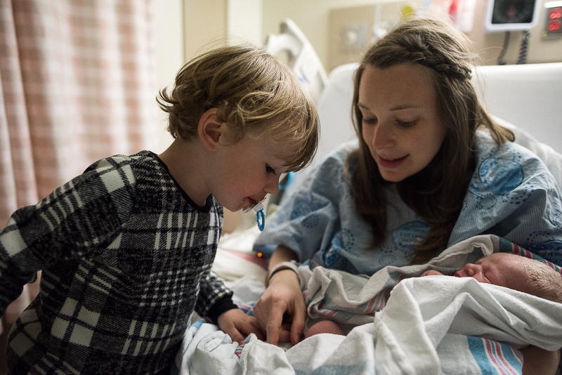 toddler meets his newborn baby brother 