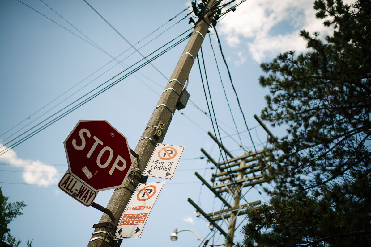 Stop sign in Toronto Ontario, day in the life family session 