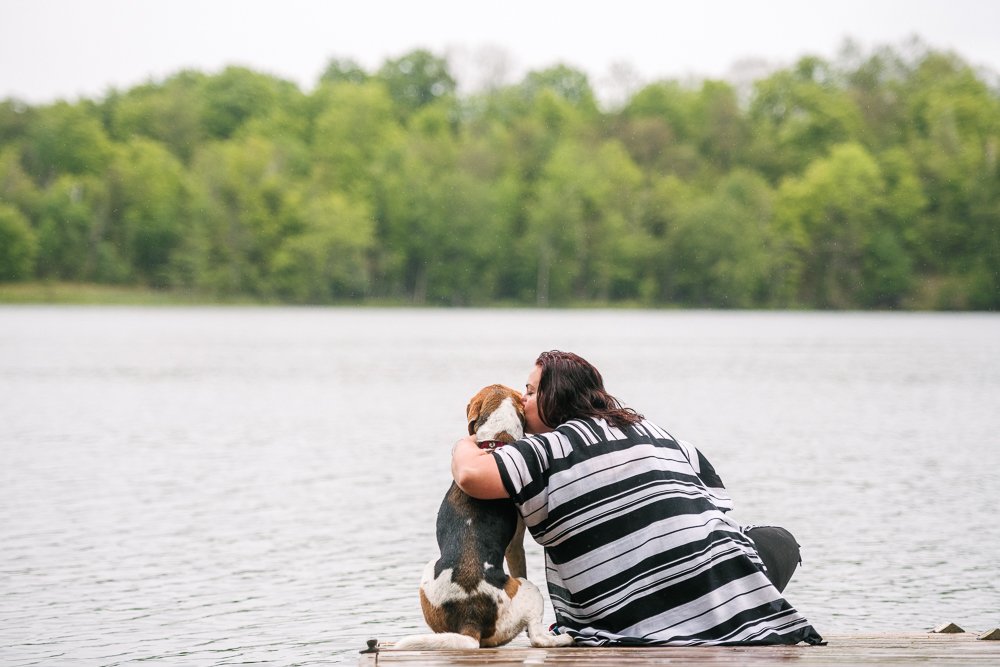 Beautiful picture of fur baby and his mom enjoying at the river side