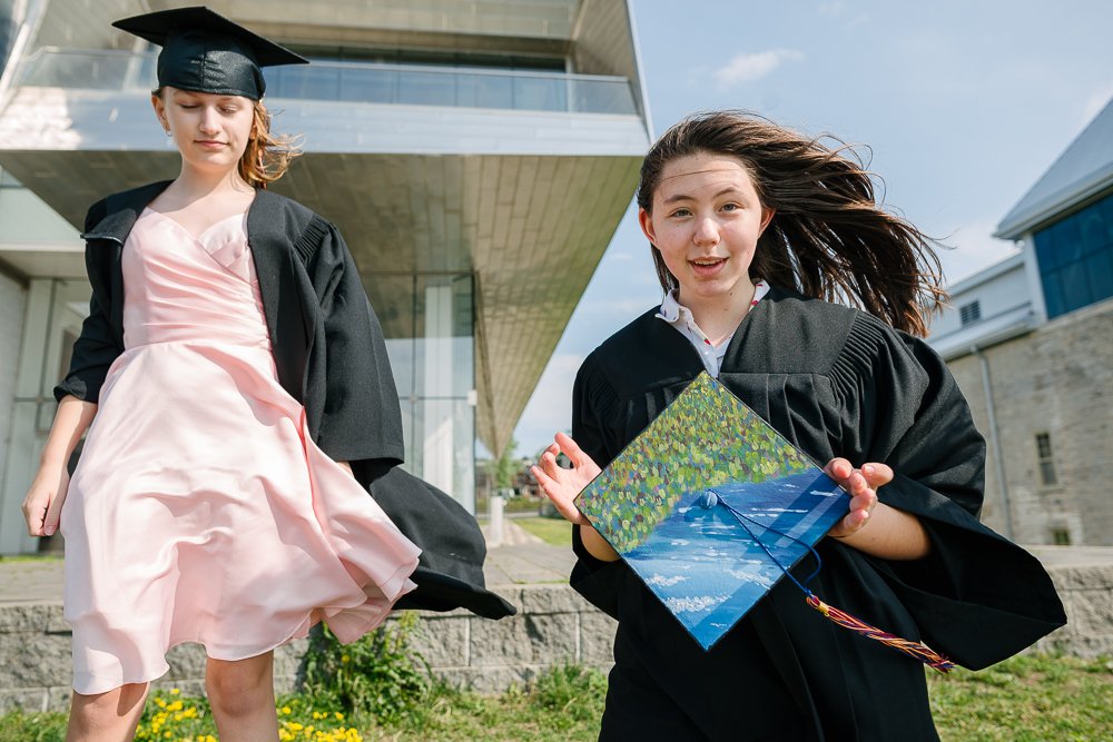 Girls enjoying graduation ceremony 