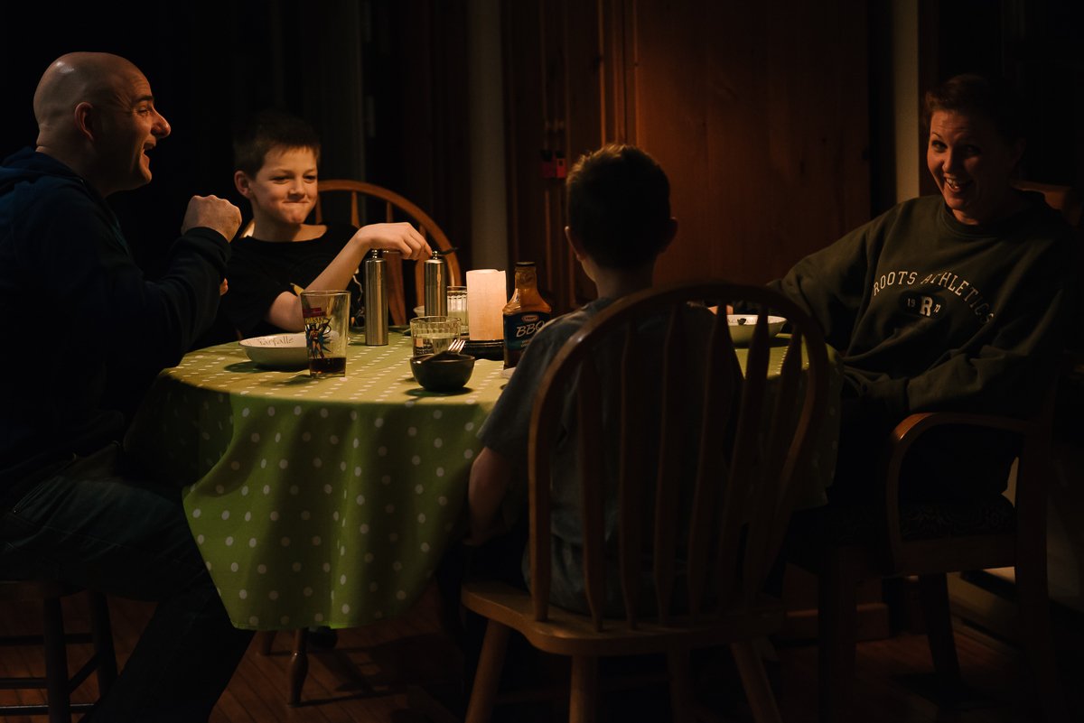 Precious family time together at the dining table in the evening.