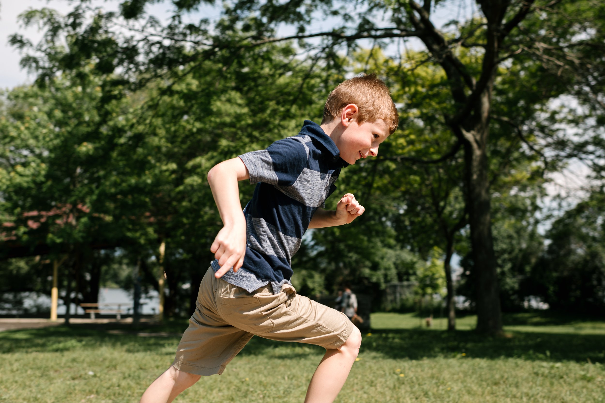 Boy running in the playground