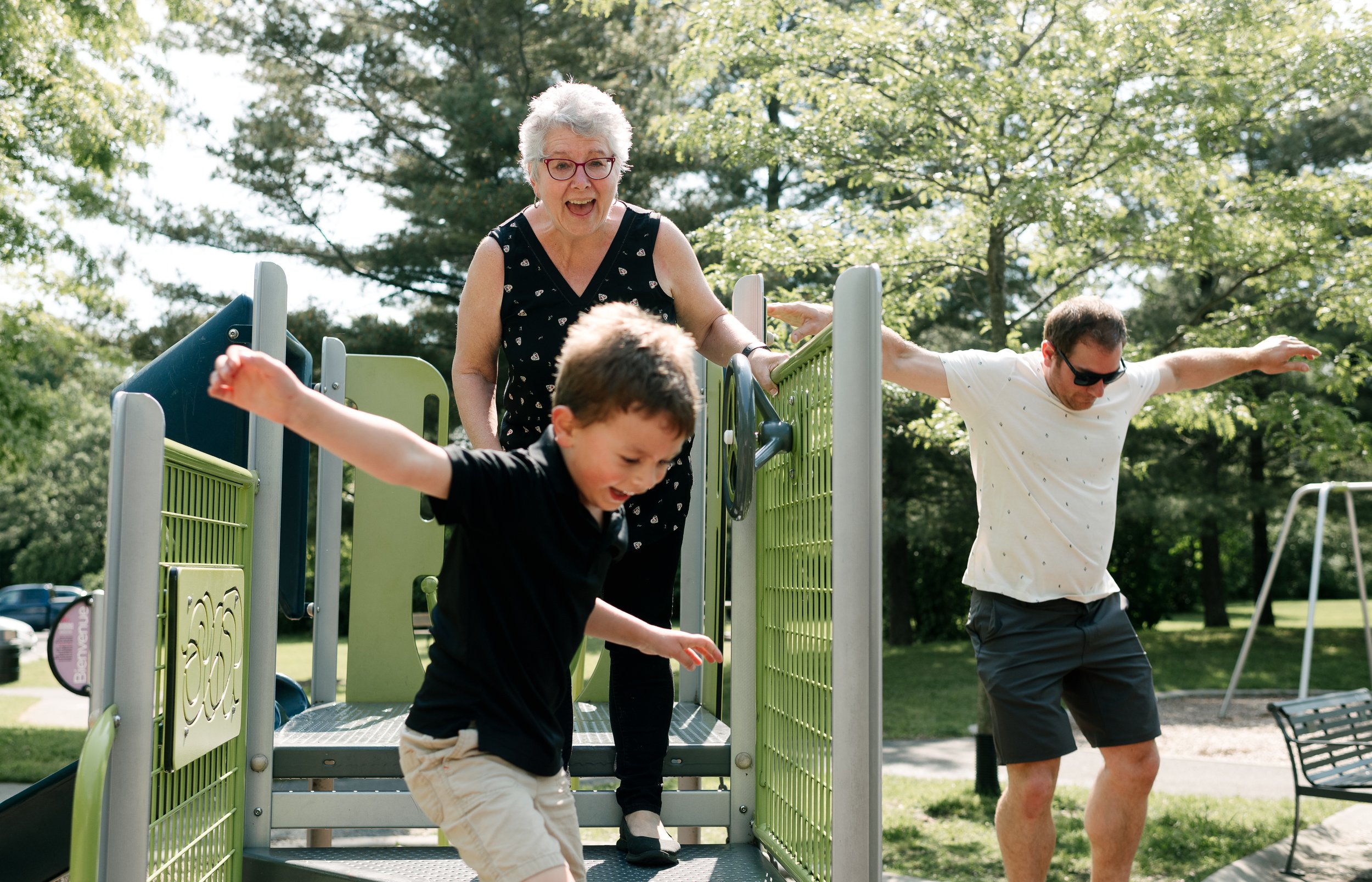 Boy and his grand mother in the park