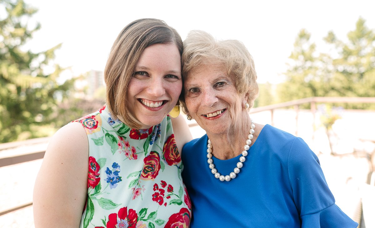 Elderly woman with her daughter.