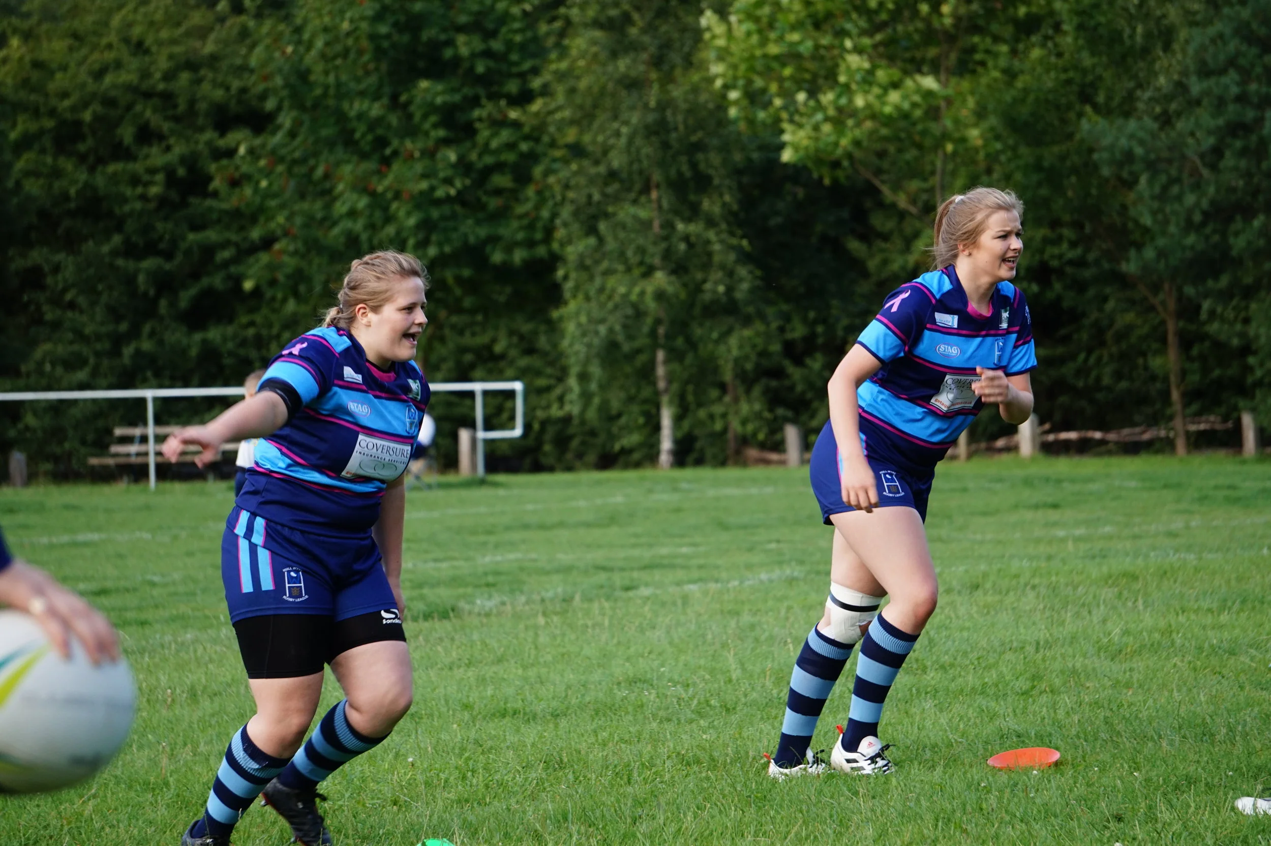 Magson (right) warming up for Hull Wyke Ladies
