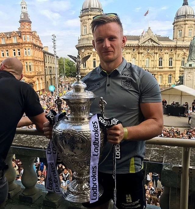Connor Bower with the Challenge Cup Trophy