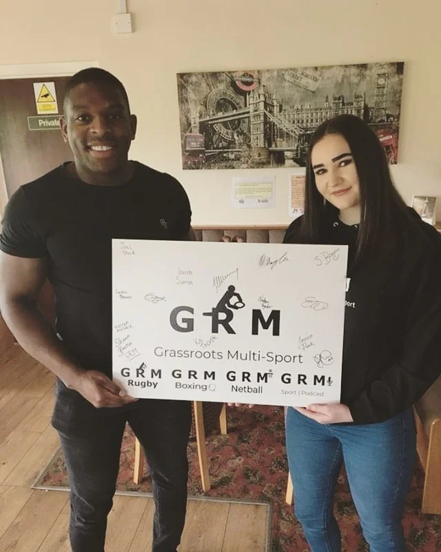 GRM SPORT’s Podcast presenter Lauren Sutton and England international Jermaine McGillvary