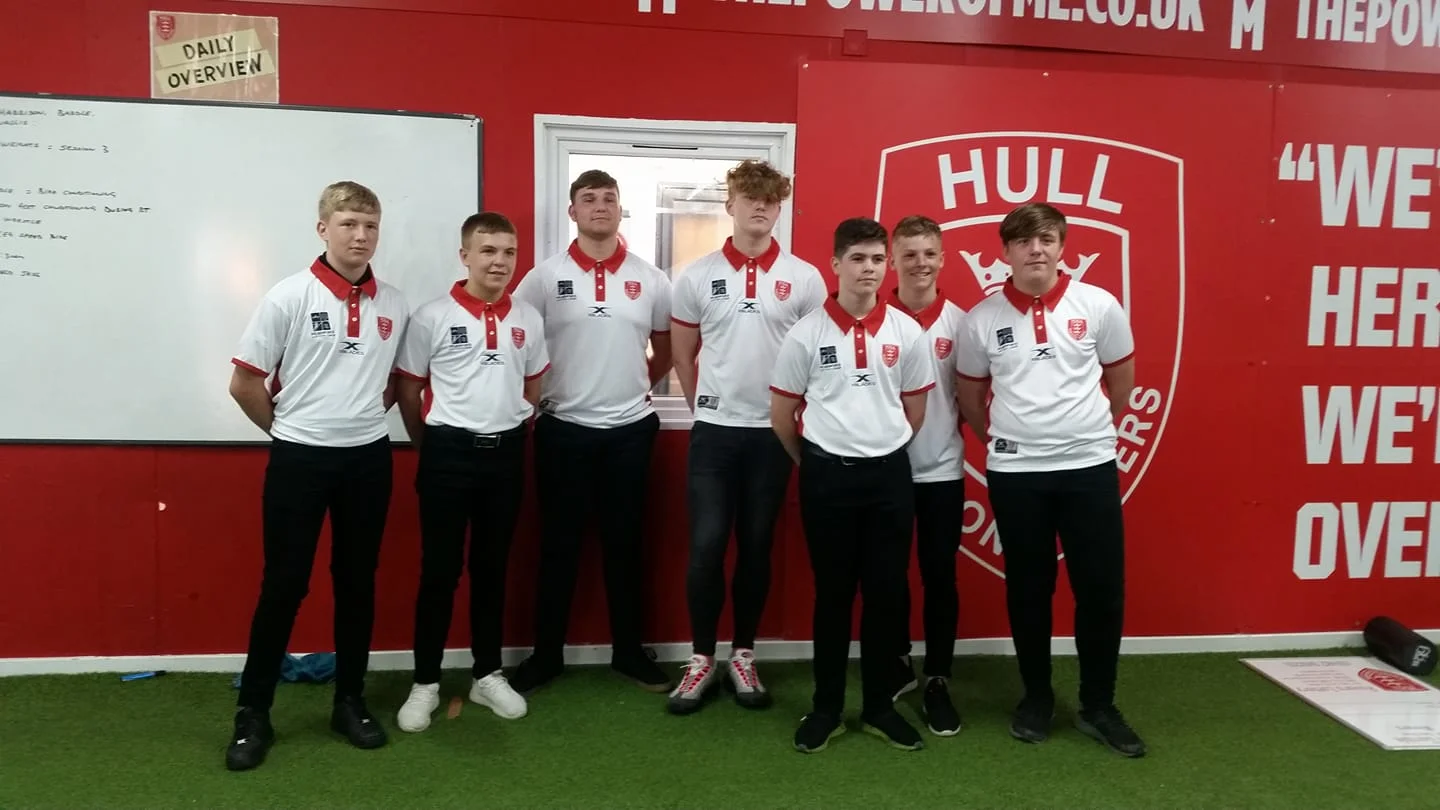 Connor Barley with his Skirlaugh teammates upon signing for Hull KR