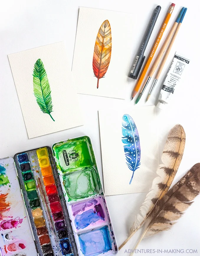 3 Ways To Paint A Watercolor Feather
