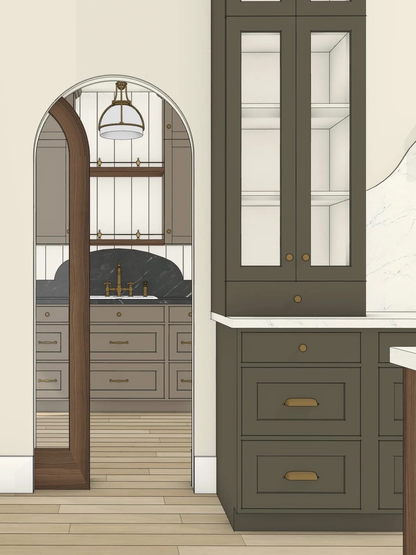 That curved slab backsplash detail 🤍

It&rsquo;s very trendy right now and honestly it&rsquo;s not hard to see why &mdash; when your countertop material continues up the wall and gets shaped into a custom curved edge like this, it becomes the focal 