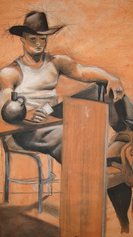 'Cowboy Danny' // 2003 // 18" x 24" // Conte crayon, charcoal and chalk on paper