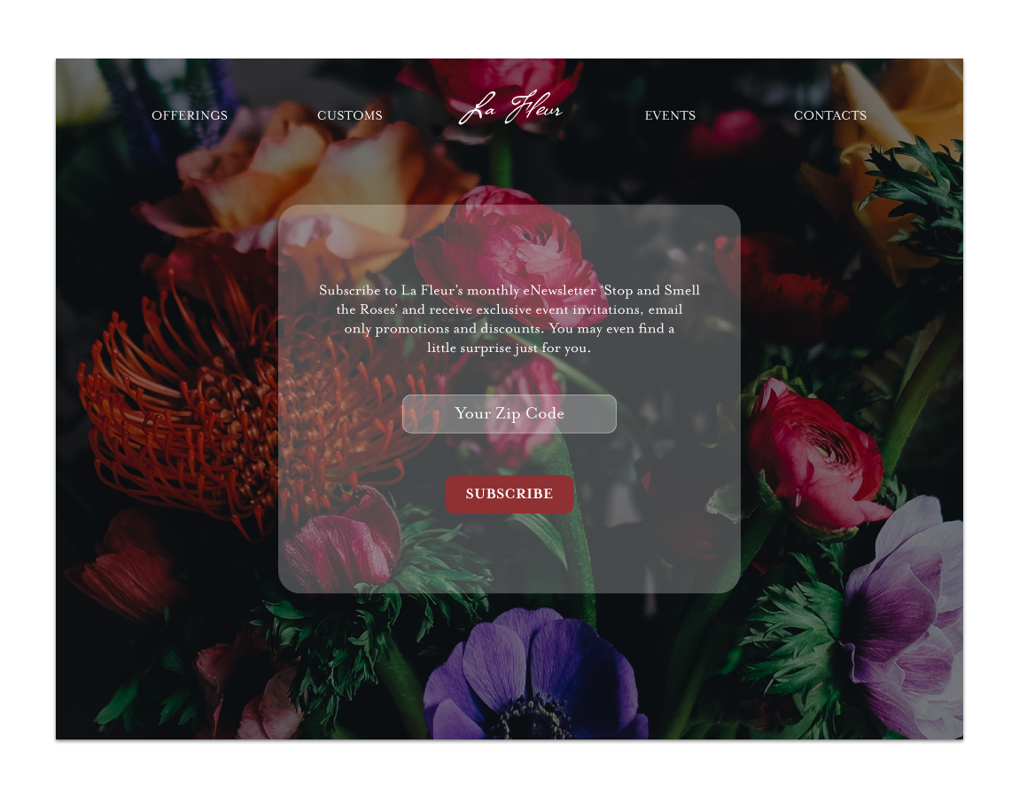 DAY #026: SUBSCRIBEThe Challenge: Design a subscribe form, button, widget, etc.Behind the Design: For this challenge, I wanted to create a subscribe form for a monthly newsletter for a high-end flower shop. To achieve a prestigious feel to my design…