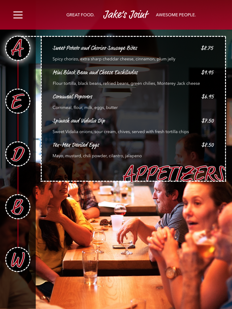 DAY #043: Food/Drink MenuThe Challenge: Design a food/drink menu.Behind the Design: For this challenge, I designed a menu for a fictitious casual restaurant serving southern fare. I would imagine this restaurant also showing all the sports games on …