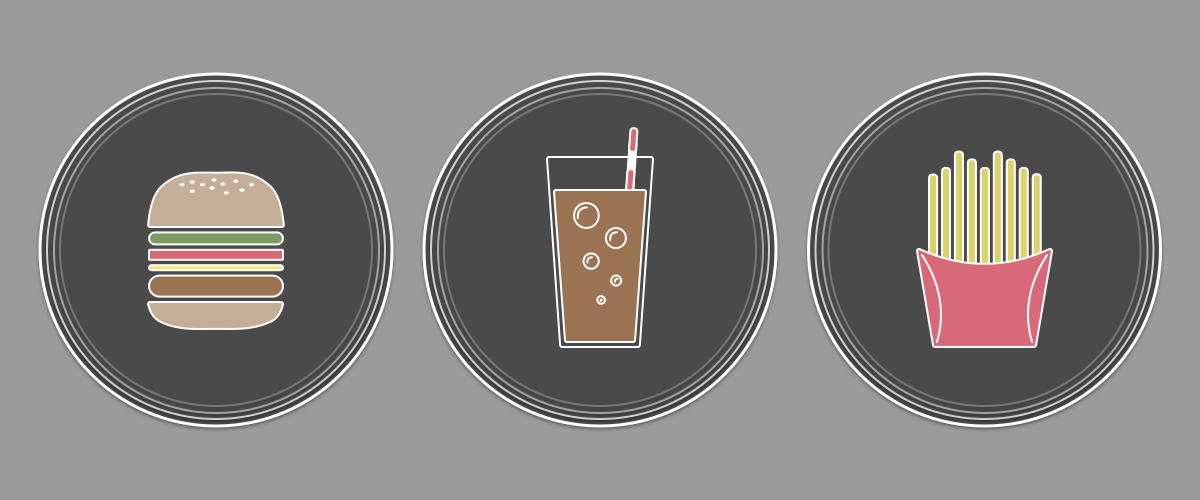 DAY #055: ICON SETThe Challenge: Design an icon set.Behind the Design: For this challenge, I designed a fast food icon set. I decided to use a muted color palette for a different and unique feel.
