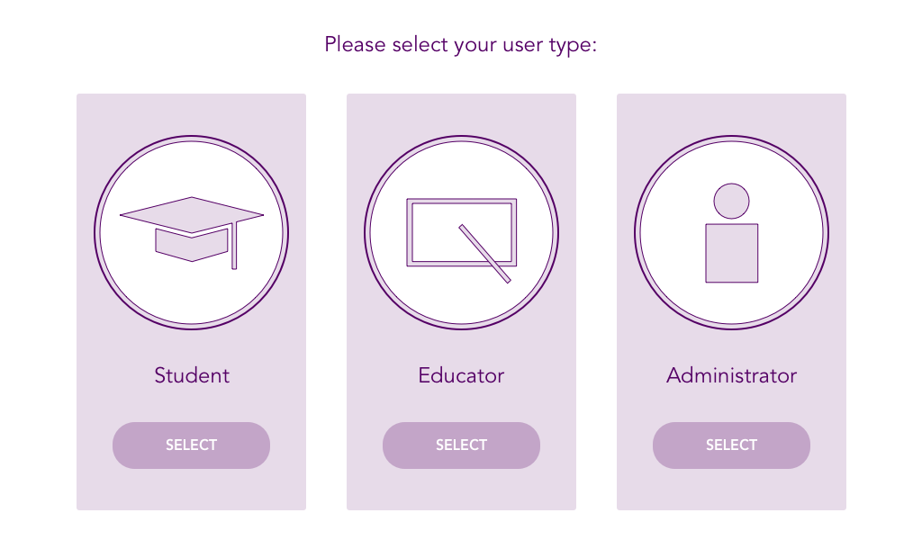 DAY #064: SELECT USER TYPEThe Challenge: Design something relating to selecting a user type.Behind the Design: For this challenge, I designed user type selections for an education website.