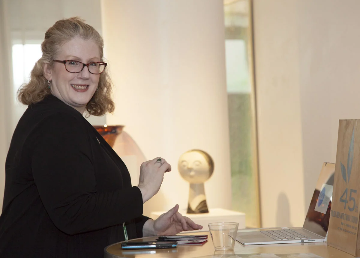 TFAS Historian Kristin Baldeschwiler sets up her history presentation for guests to enjoy.