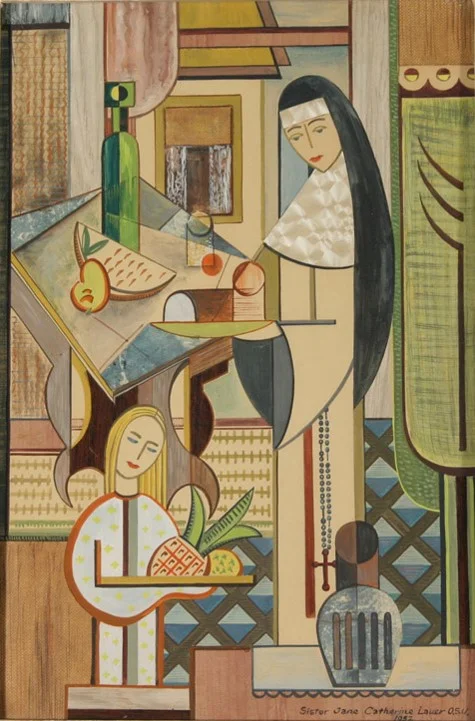 Sister Jane Catherine Lauer, Afternoon Collation. Watercolor. Purchased by Toledo Federation of Art Societies, 1952. Exhibited in “Decades in the Making” at the Toledo Museum of Art from April 28 - June 24, 2018.