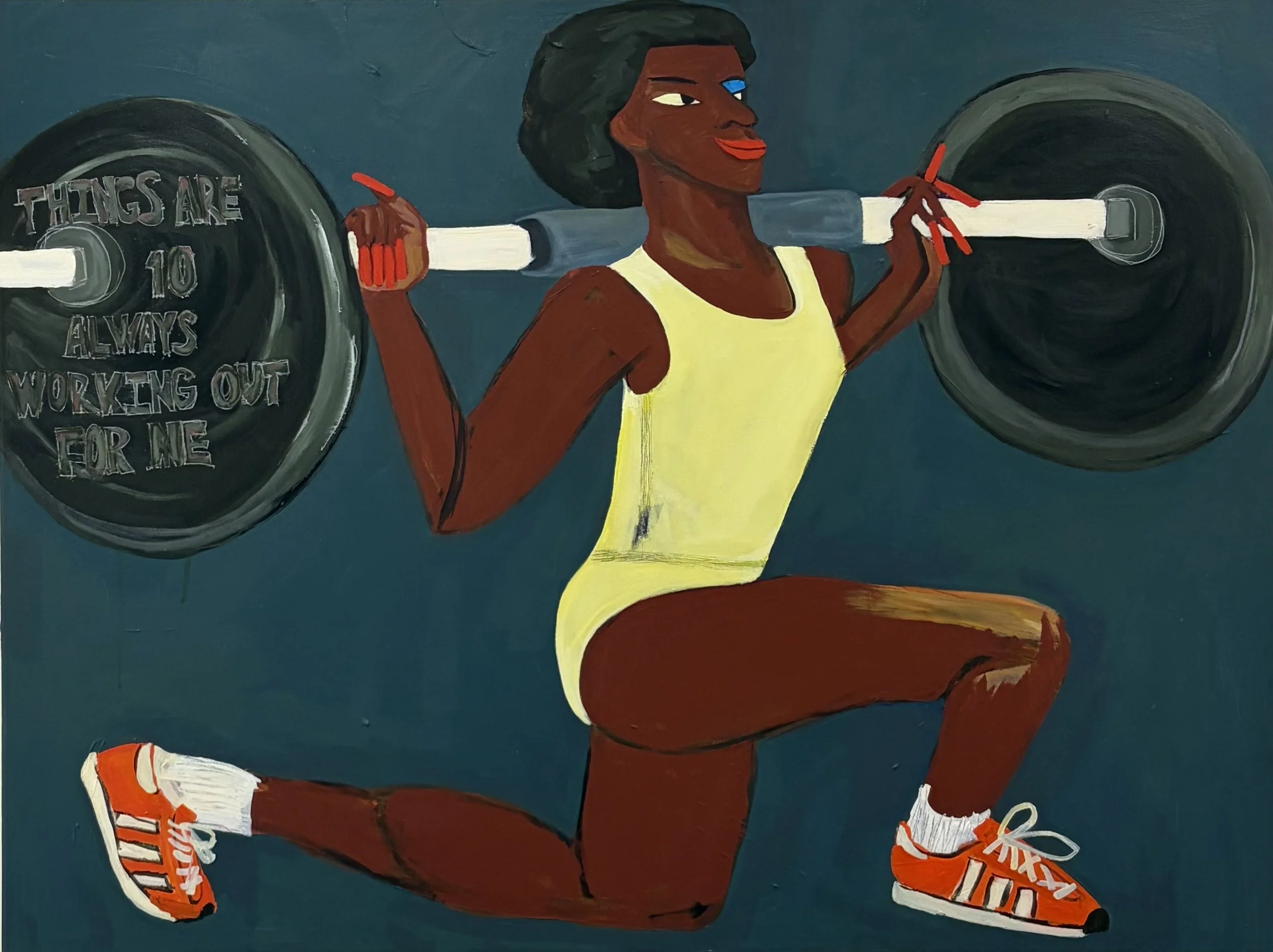 "Work it out, Flo" Acrylic on canvas 48x36 inches 2026 $2,500