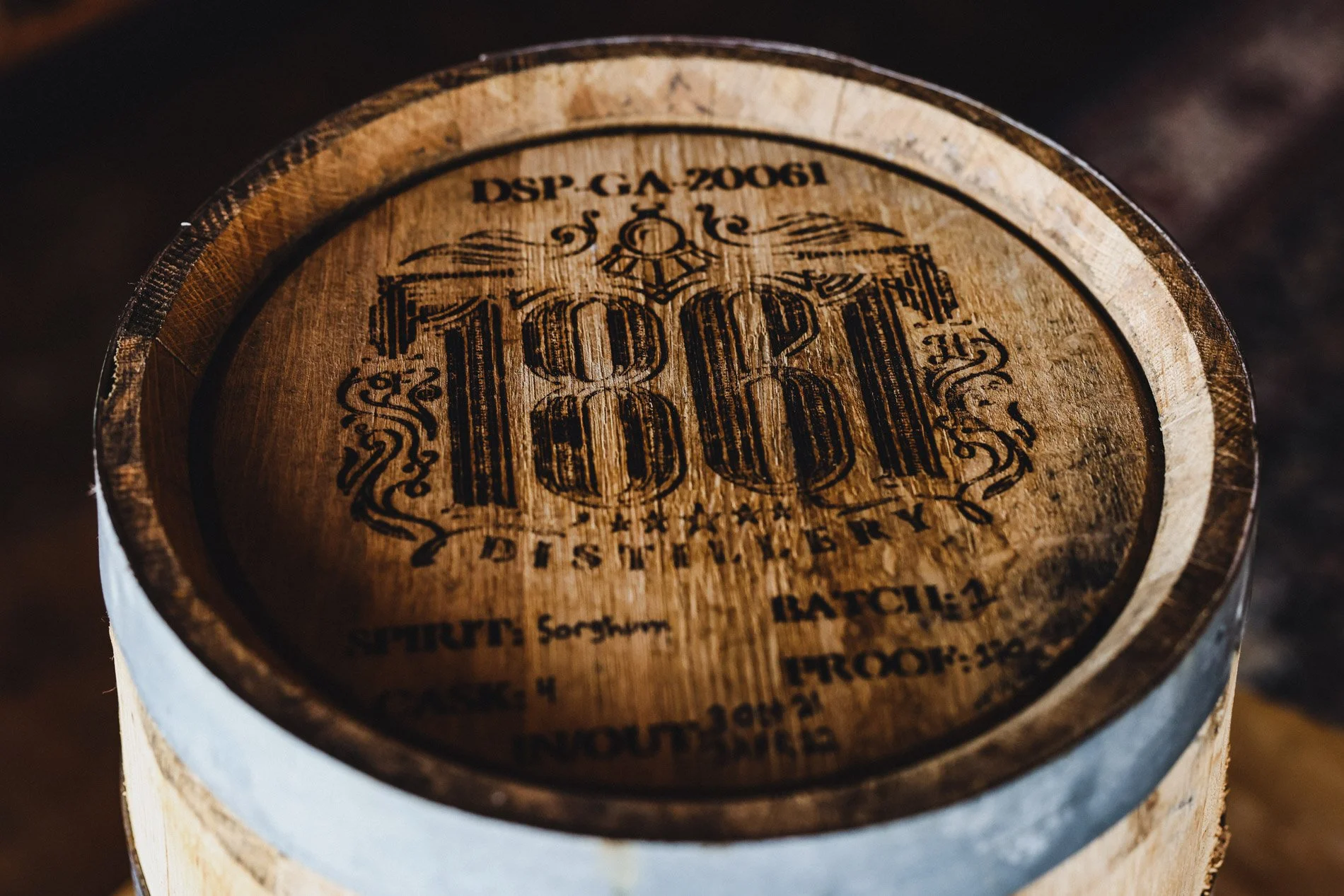  1861 Distillery branding photographed by Daniel Shippey in Thomasville, GA. 