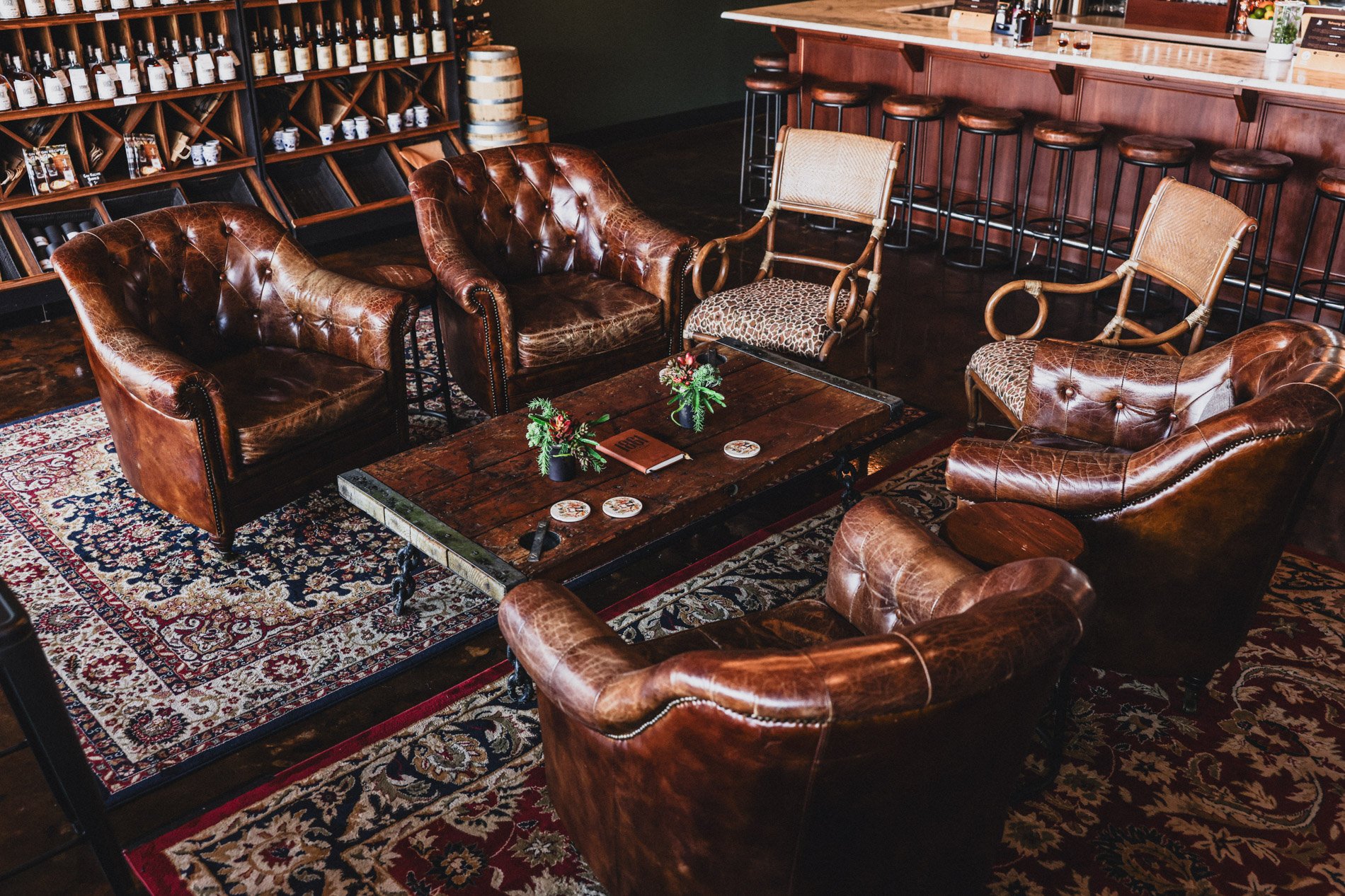  Whiskey and Bourbon tasting room photographed by Daniel Shippey in Thomasville, GA at 1861 Distillery.  