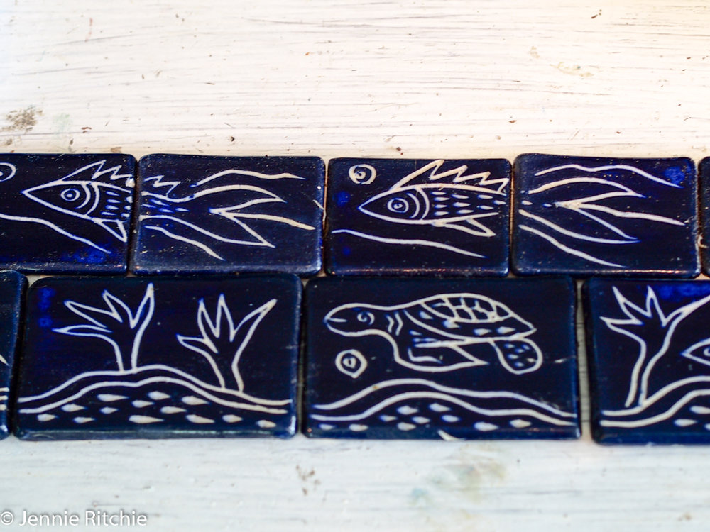 Tiles handmade by Nancy Nicholson. Photo by Jennie Ritchie