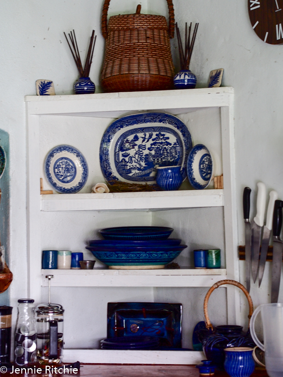 Handmade unique ceramics in Nancy Nicholson's Caribbean home. Photo by Jennie Ritchie.