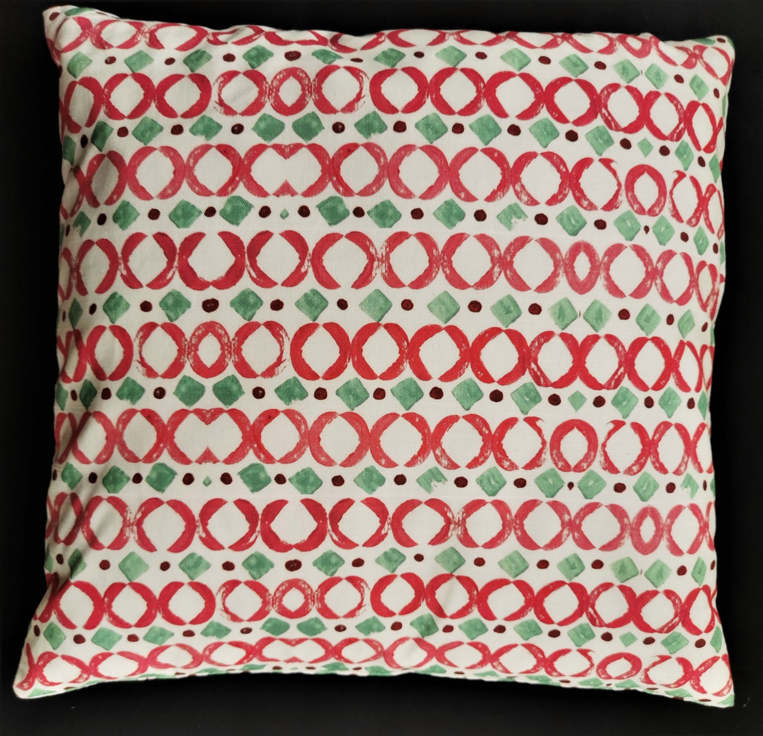 Pink and Green Block Printed Cushion