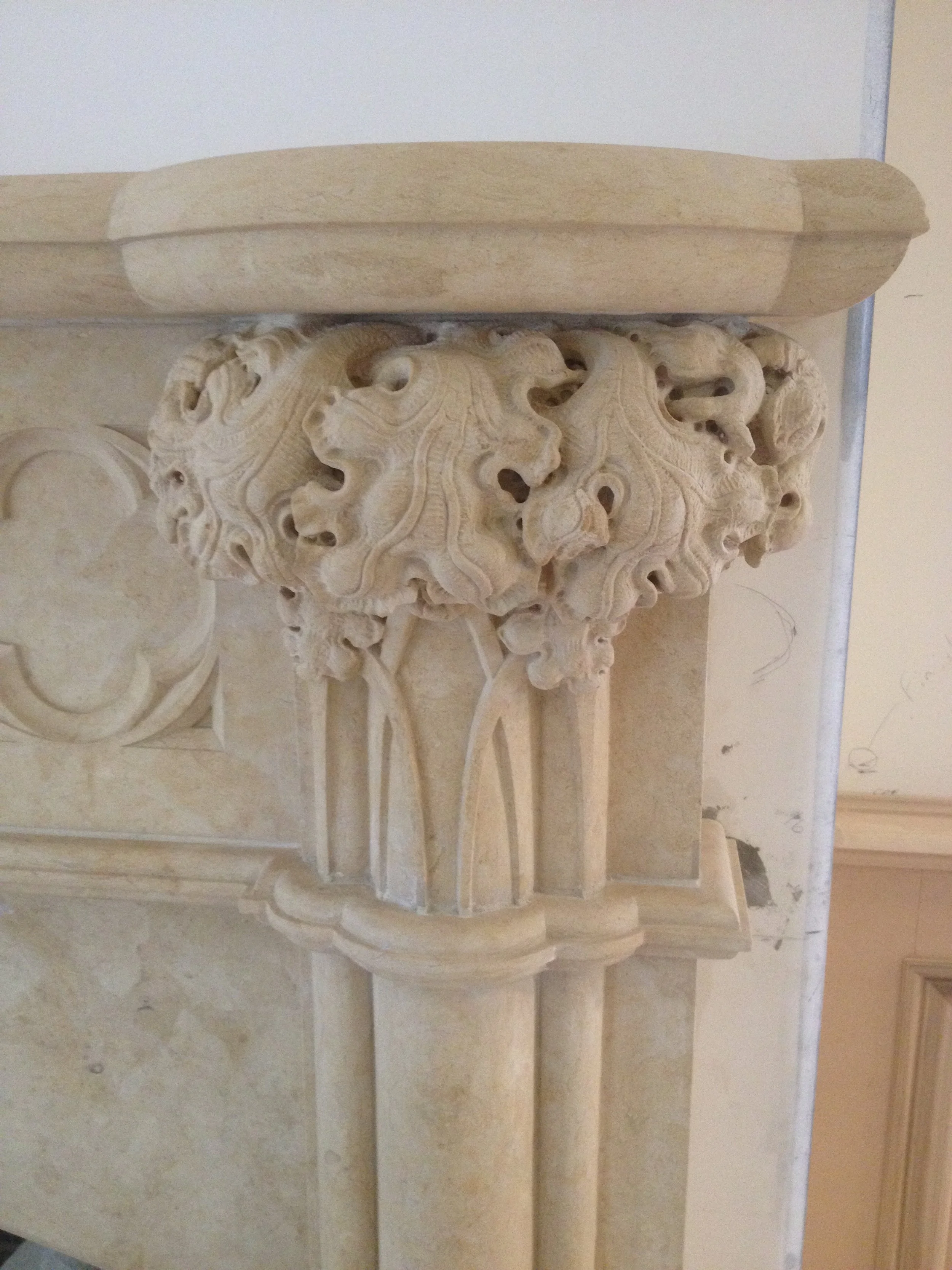 Gothic stone carved capital detail