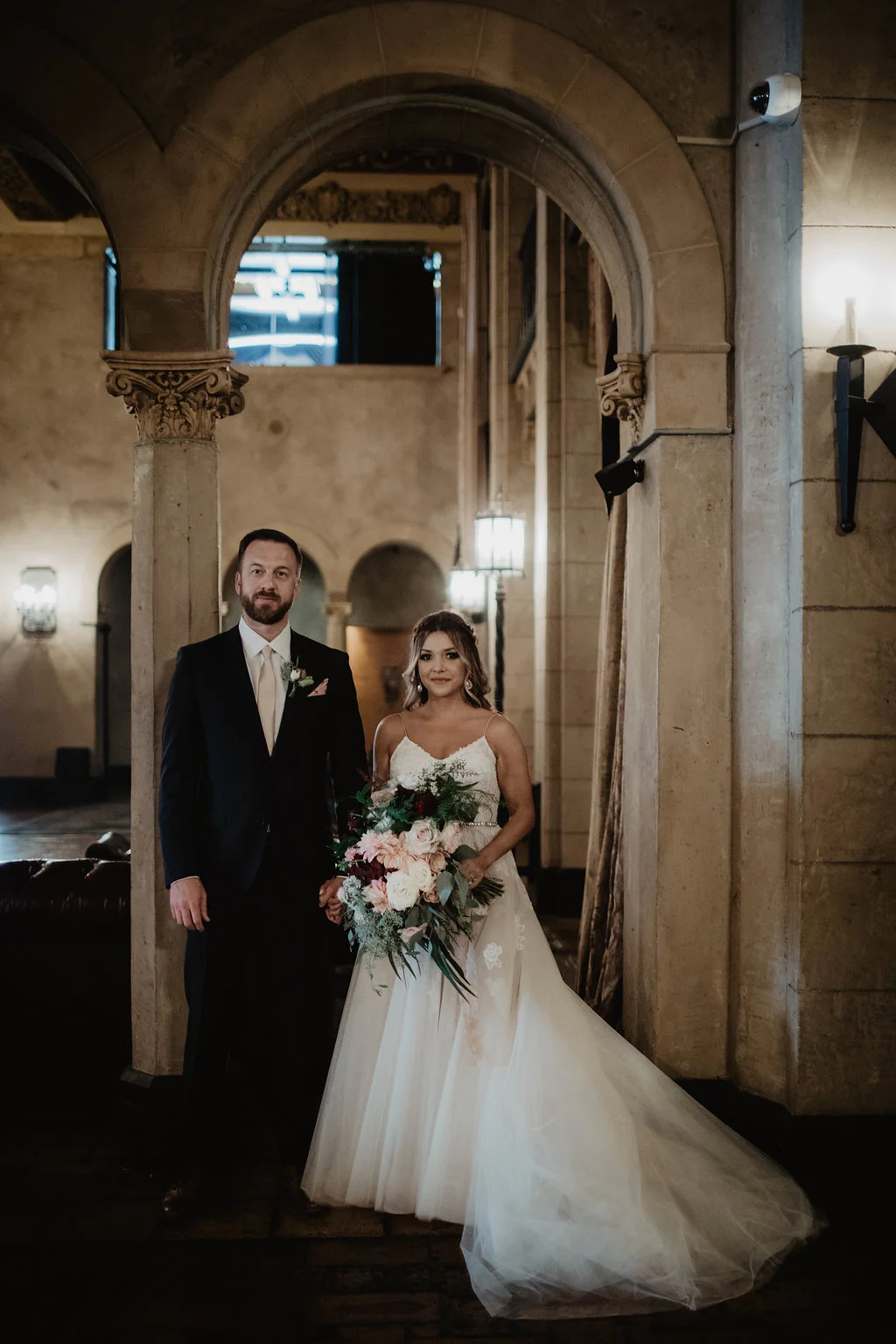 Gorgeous, Moody and Romantic Blush and Burgundy Bridal bouquet. Los Angeles California - Royal Bee Florals and Events - Photography by Matt and Jess