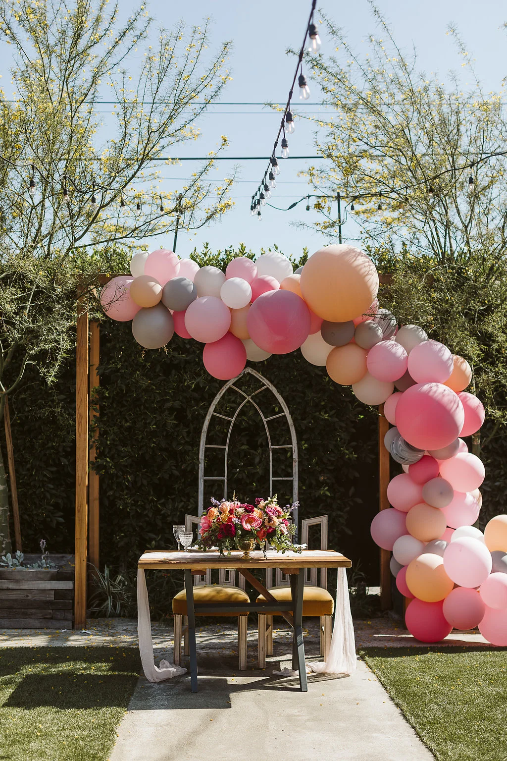 Bright and Whimsy Intimate wedding at Ruby Street, Los Angeles - Royal Bee Florals and Events - Colorful, whimsical Sweetheart Table
