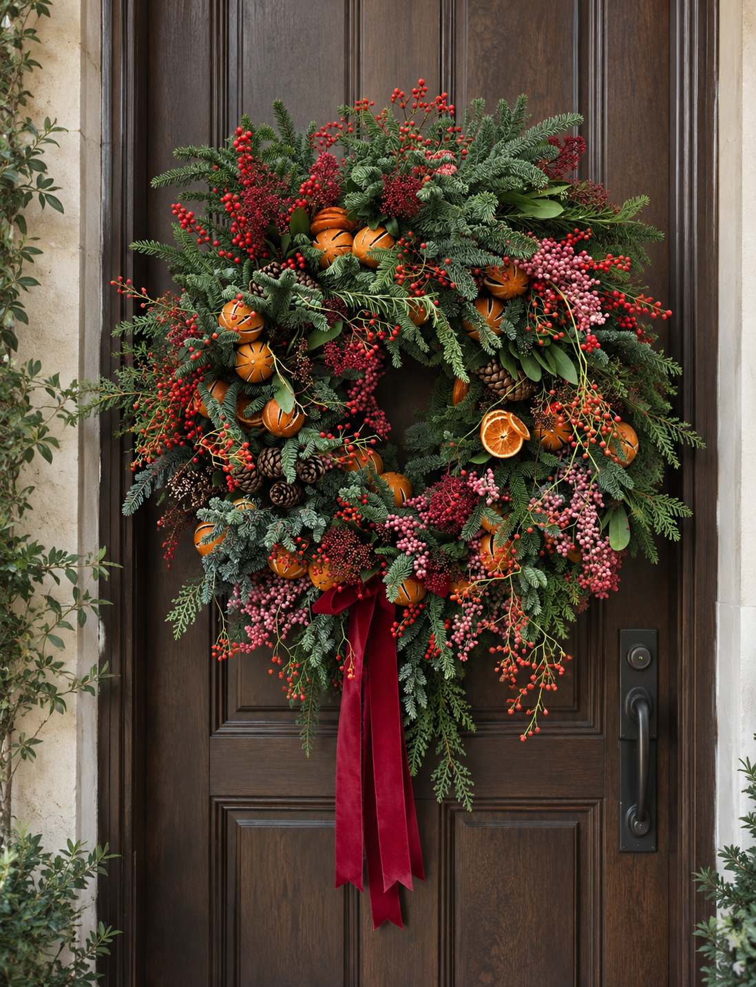 Rustic Evergreen Holiday Wreath Door.png