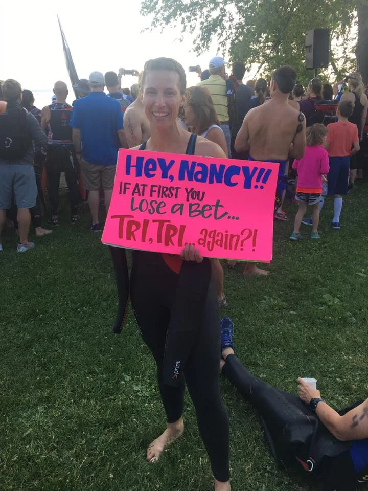 Nancy loses a bet and finishes a half Ironman!
