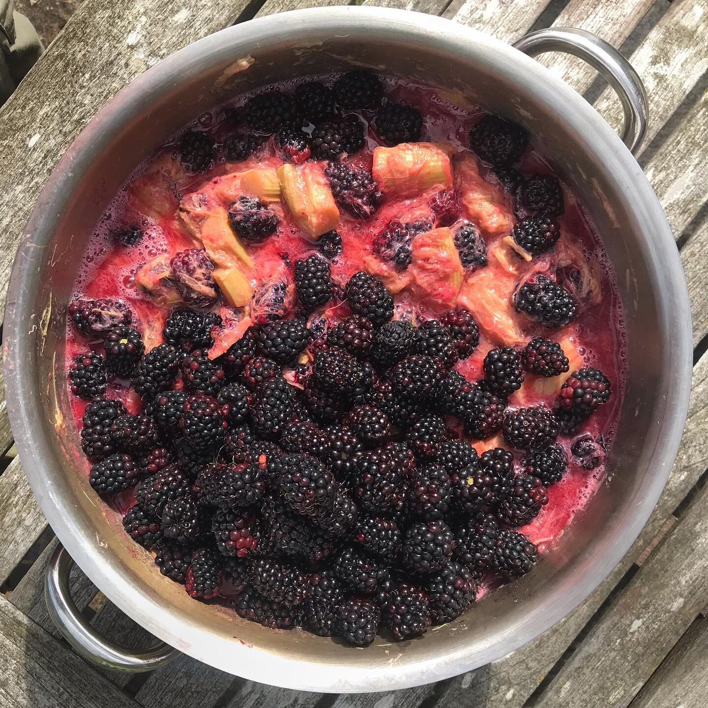 Rhubarb and Blackberry crumble is on the way&hellip;. Rhubarb from the magnificent #runctonfarmshop and blackberries from #norfolk - just didn&rsquo;t have time to pick my own from Ireland :) 
_
#littlelightningcinema #belfastthemovie #southdownsnp #