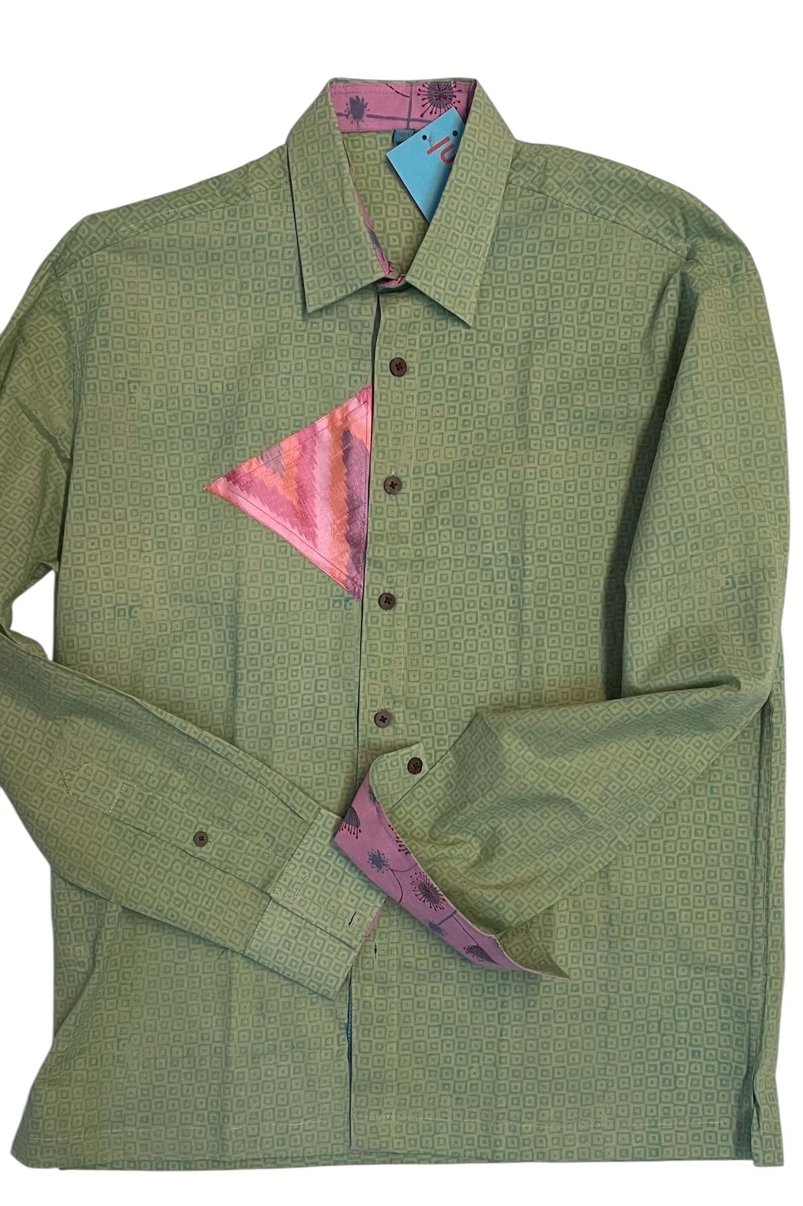 square sq'd sage w/pink ikat trident  only 1 36/S left