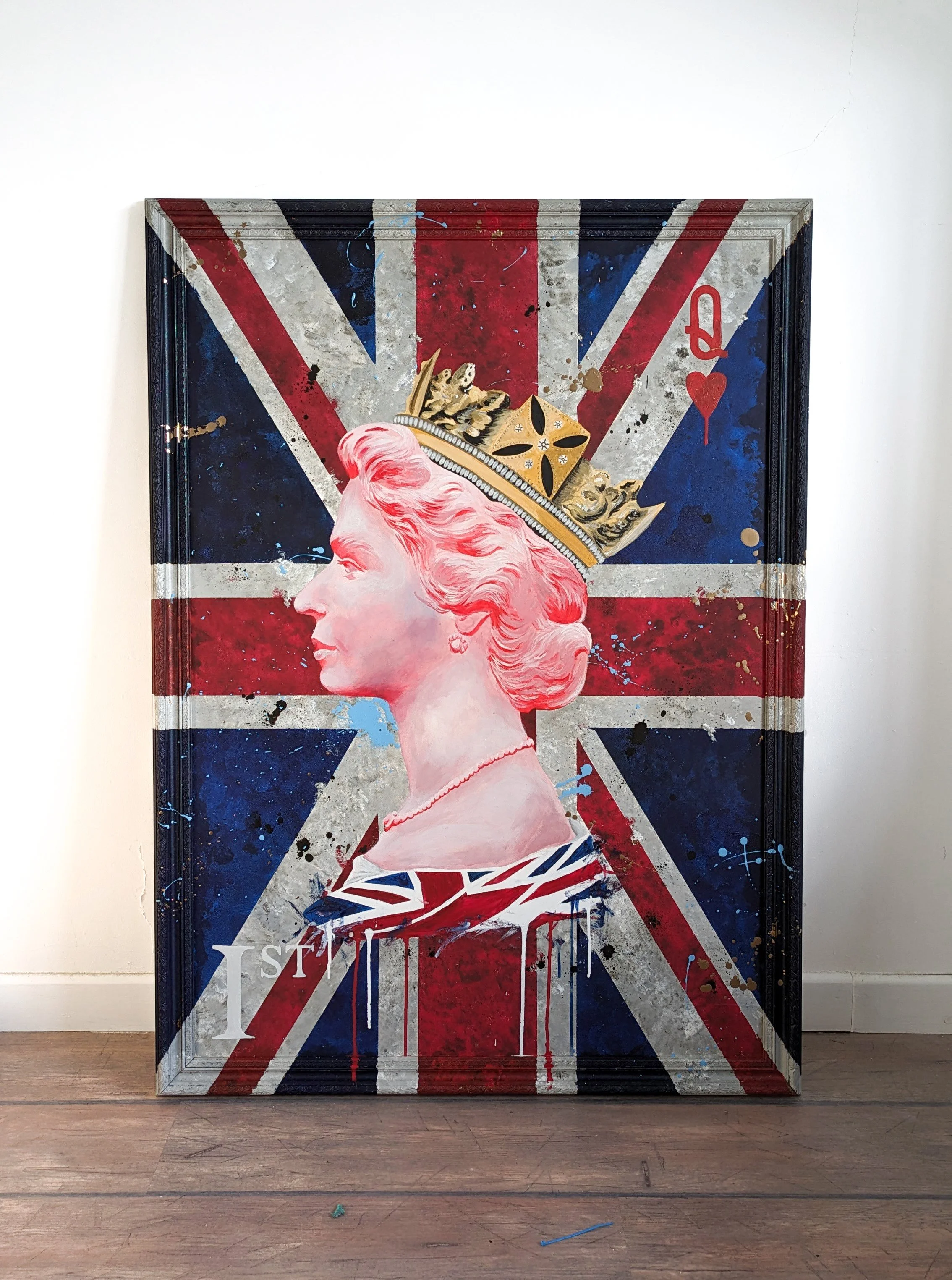 Ian Salmon Art - Queen of Hearts 2 - Queen Elizabeth II - Embellished Limited Edition print