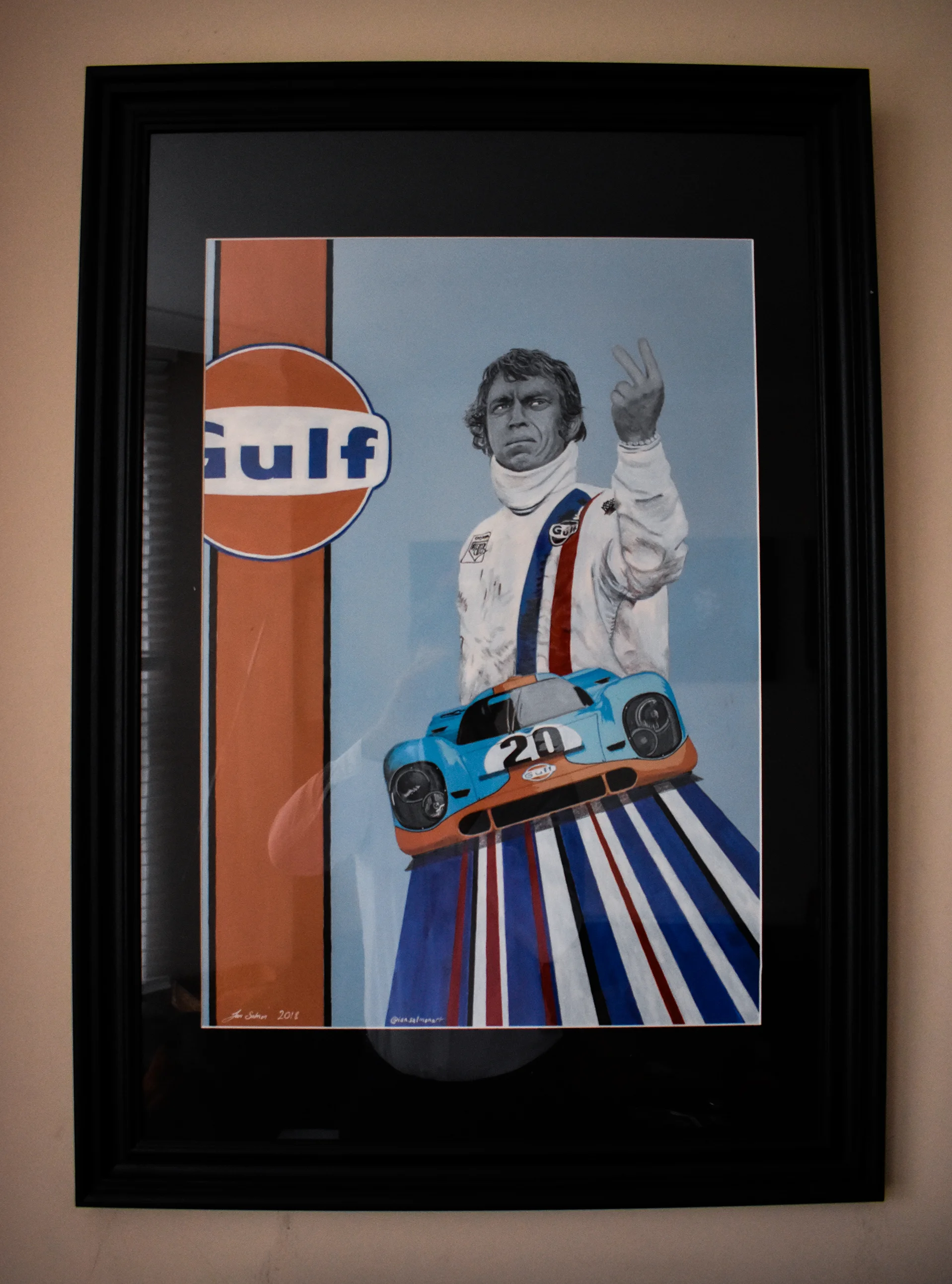 Steve McQueen Le Mans portrait pop art framed - Ian Salmon 1.jpg