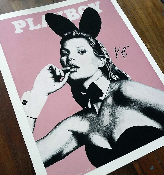 Kate Moss Playboy - Limited print. Kate Moss wall art, Pink Pop Art print, Fashion print — Ian Artist