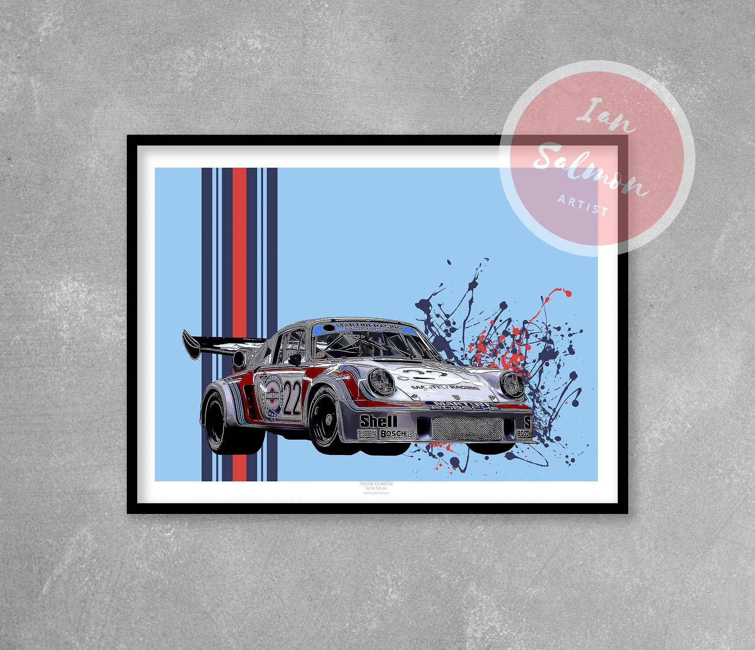 Porsche 911 Martini RSR Turbo Artwork Limited Edition Pop Art print Wall poster