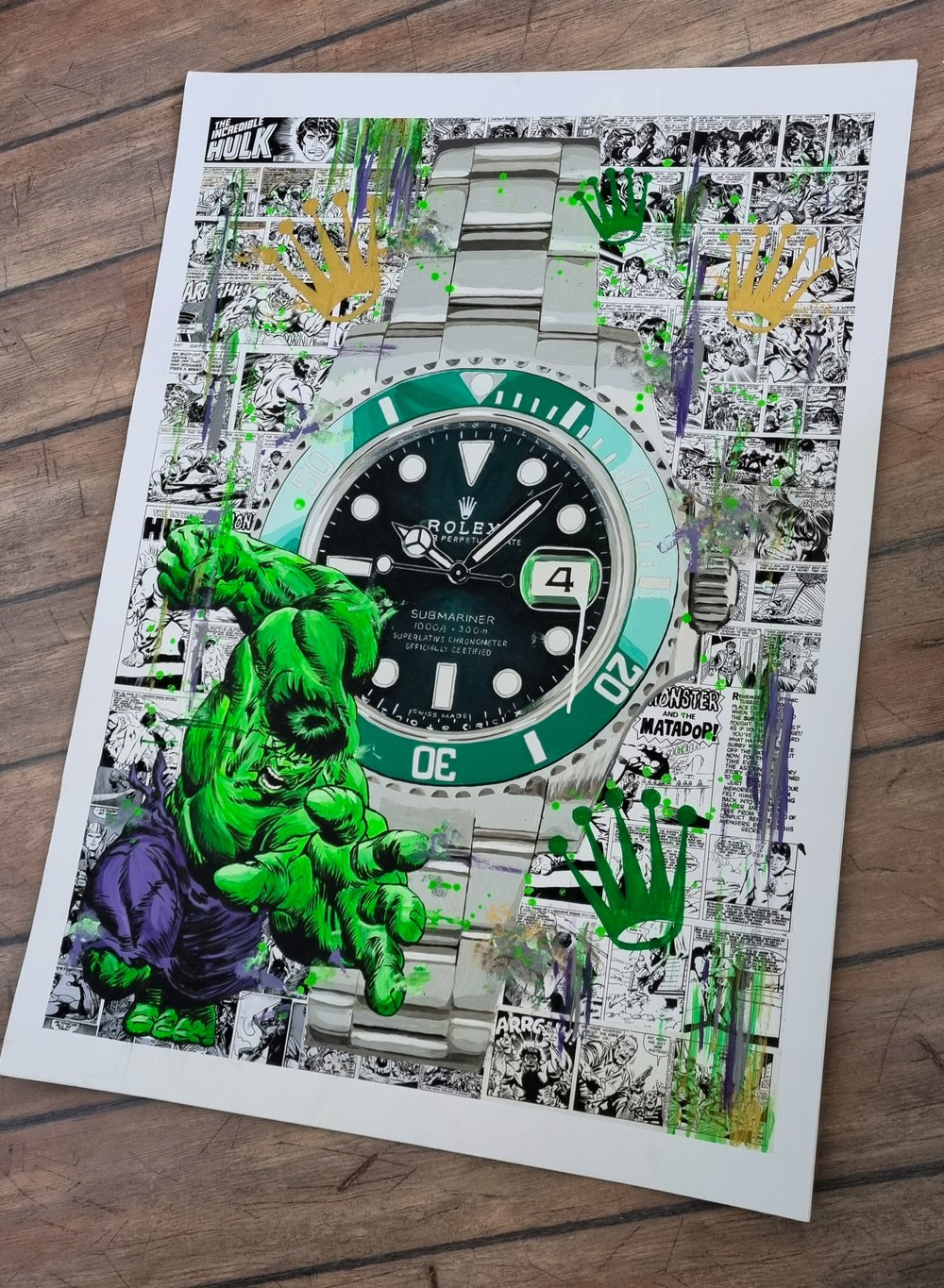 Rolex Submariner Hulk - Limited Edition print. Rolex Submariner Hulk print,  Marvel art print — Ian Salmon - Artist