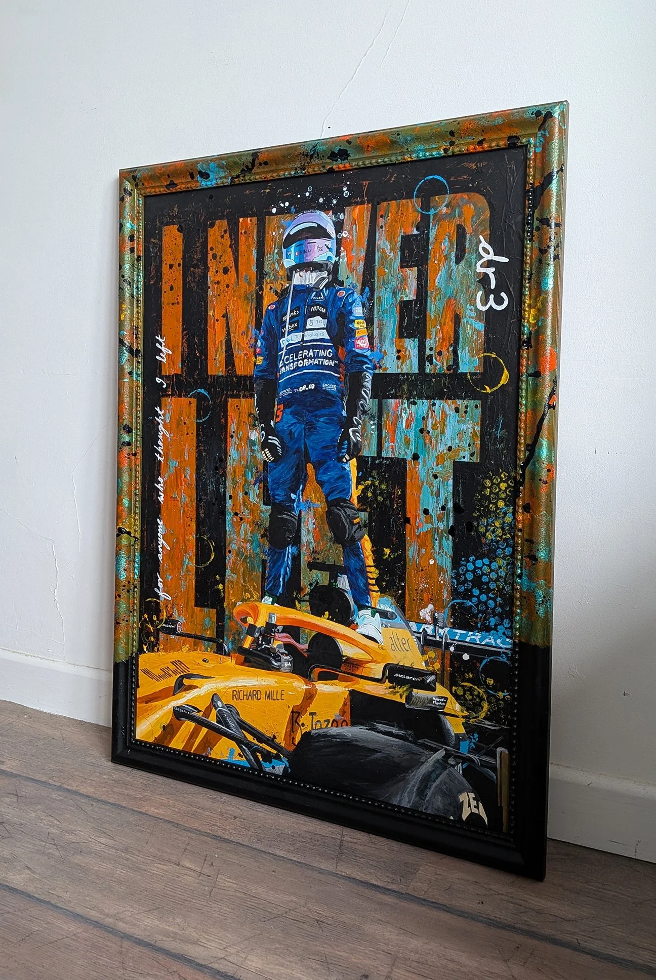 Daniel Ricciardo 2021 McLaren MCL35 F1 Monza Edition - Embellished Limited Edition print - Ian Salmon Art