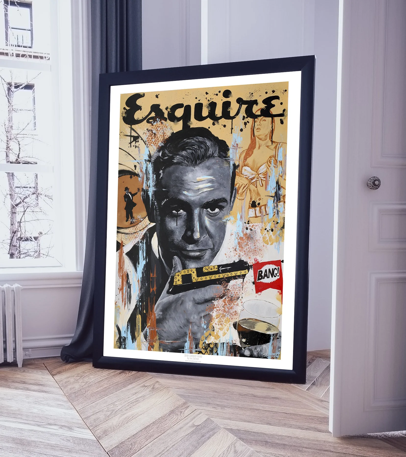 Ian Salmon Art - James Bond Sean Connery limited edition print painting - Wall Artwork Poster gift