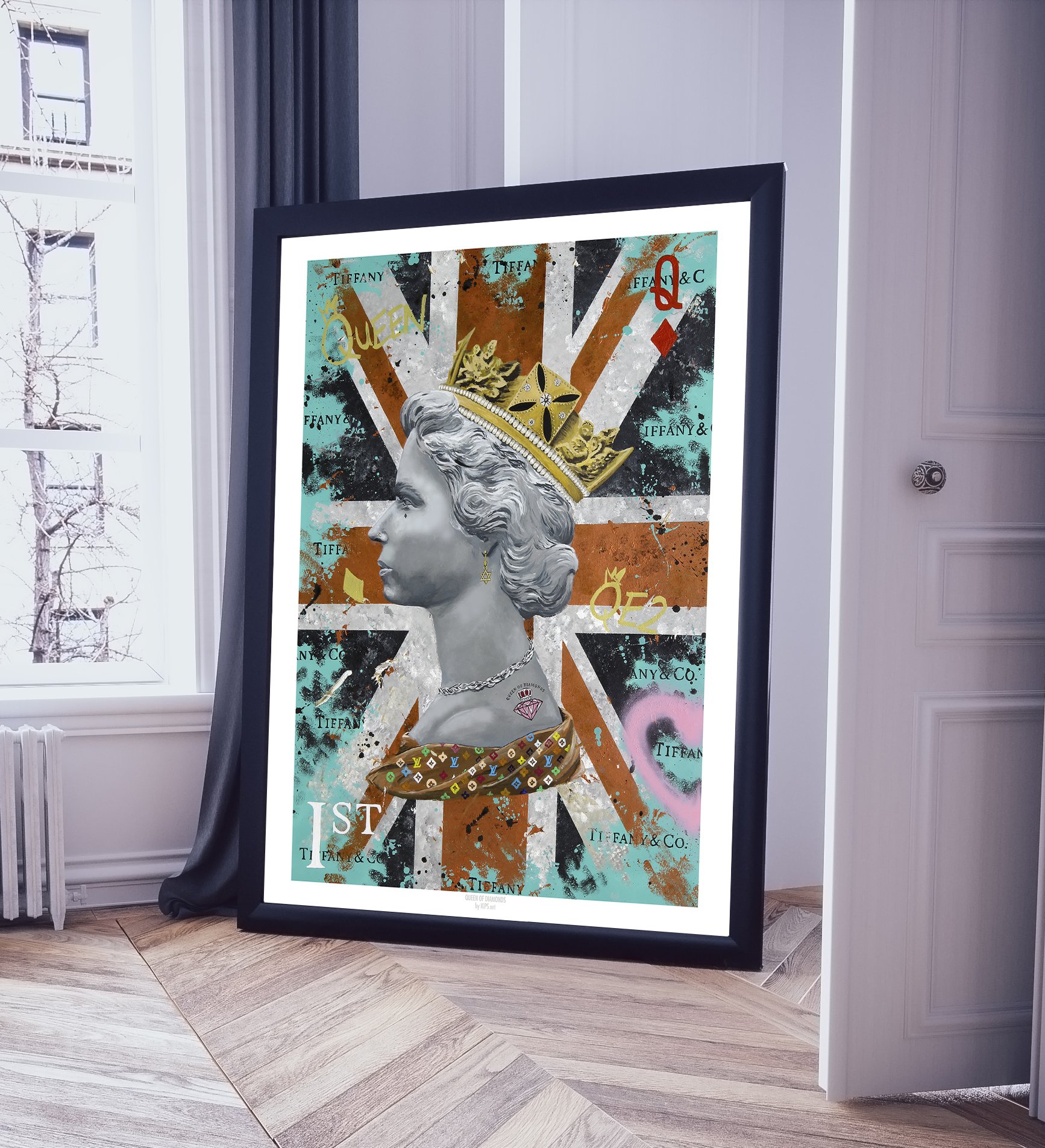 Kips.Art - Queen Of Diamonds Painting - Elizabeth II Platinum Jubilee - Limited Edition print