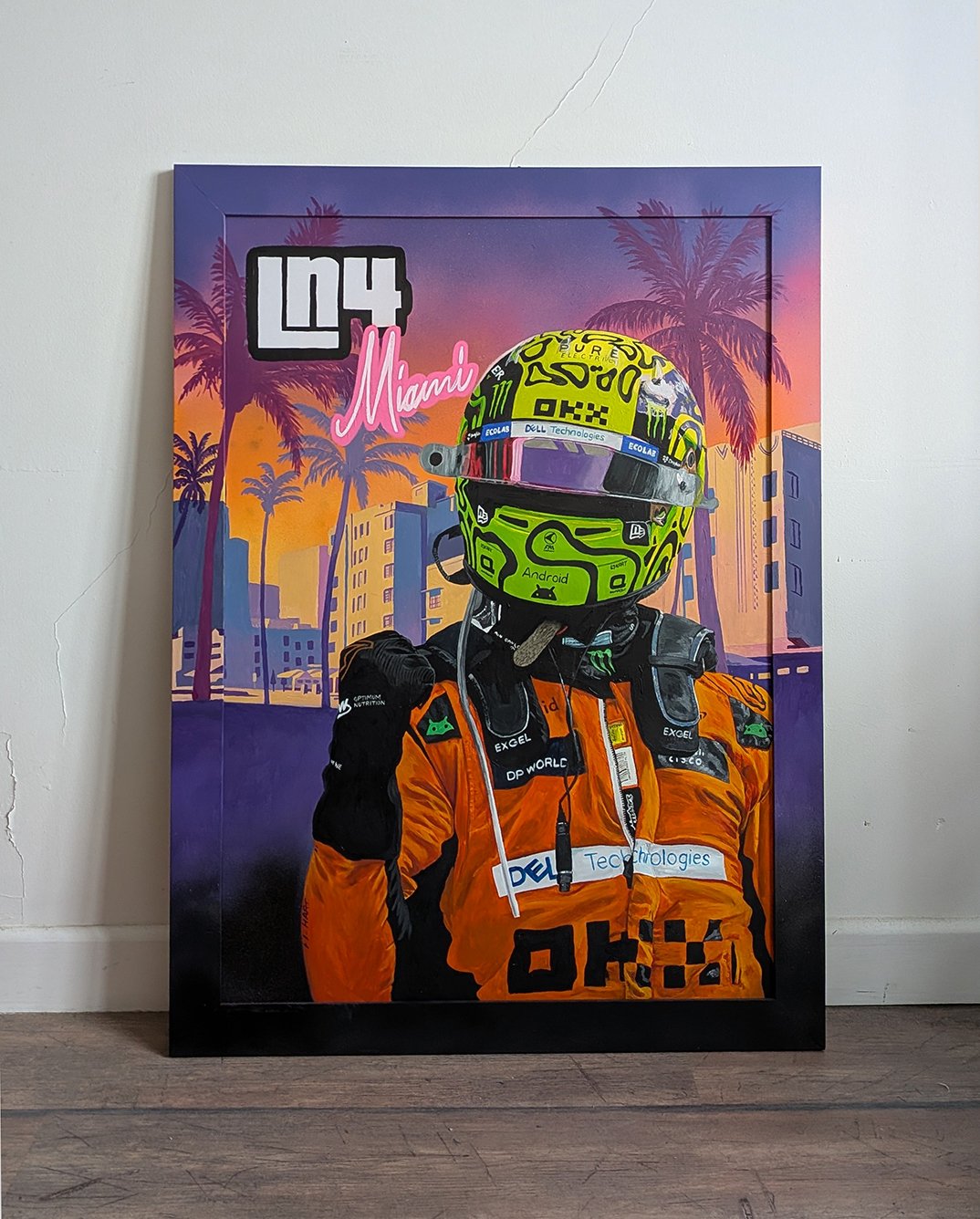 Ian Salmon Art - Lando Norris McLaren F1 Miami painting embellished print