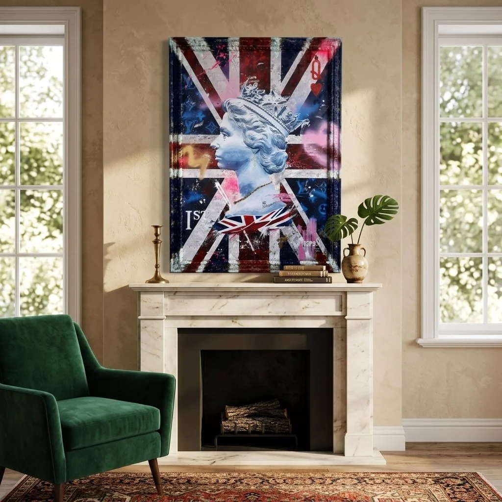 Ian Salmon Art - Queen Of Hearts Embellished print - Elizabeth II Platinum Jubilee