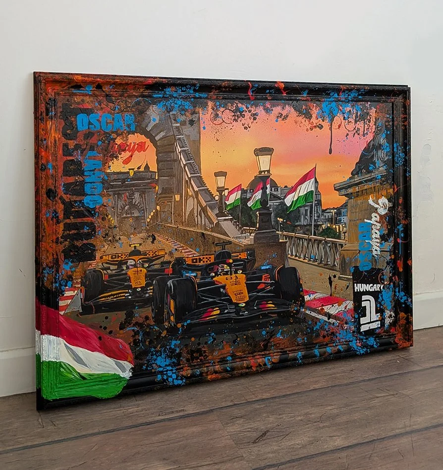 Ian Salmon Art - Oscar Piastri Lando Norris McLaren F1 Budapest print - Wall art poster