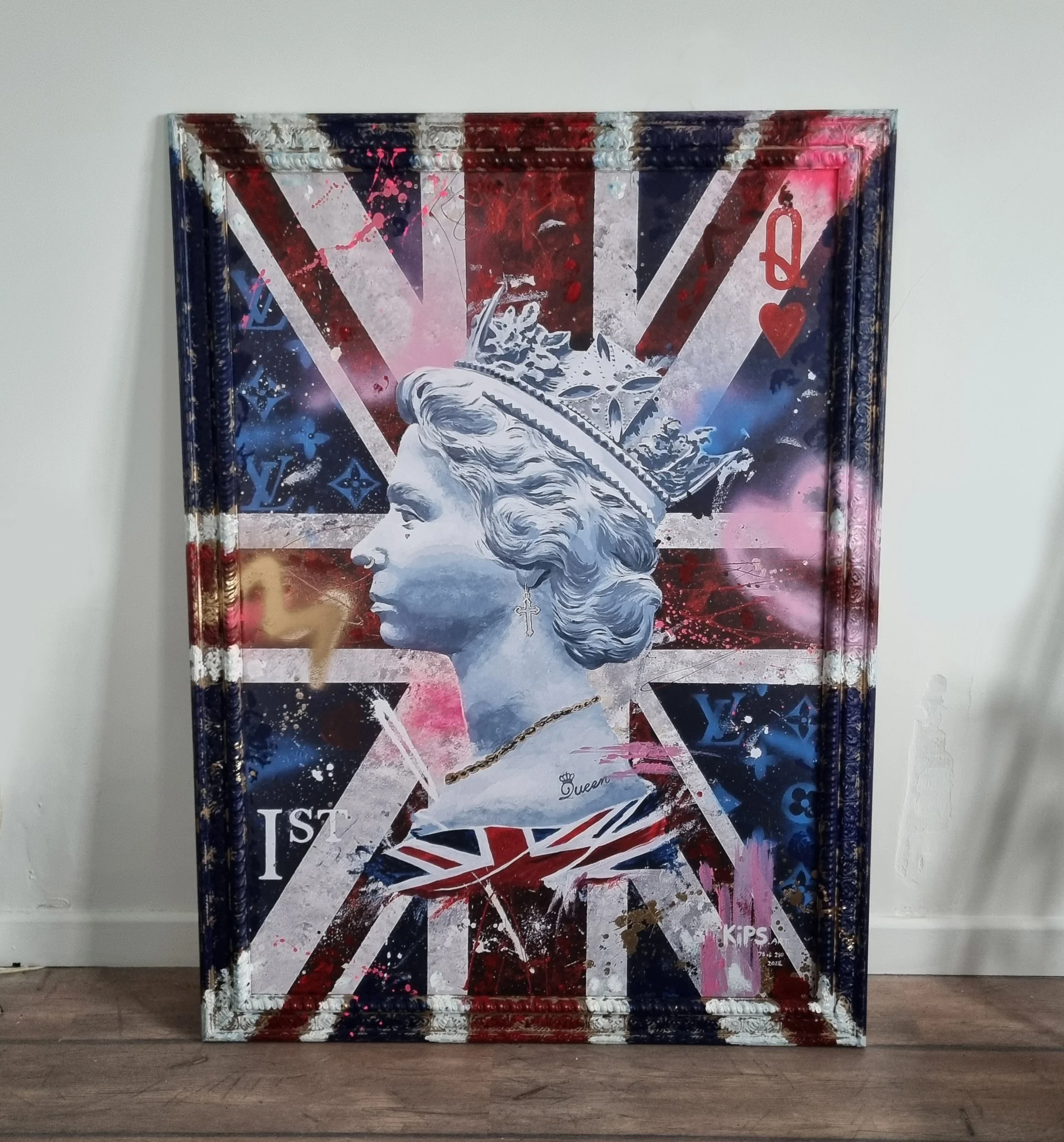 Ian Salmon Art - Queen Of Hearts Embellished print - Elizabeth II Platinum Jubilee