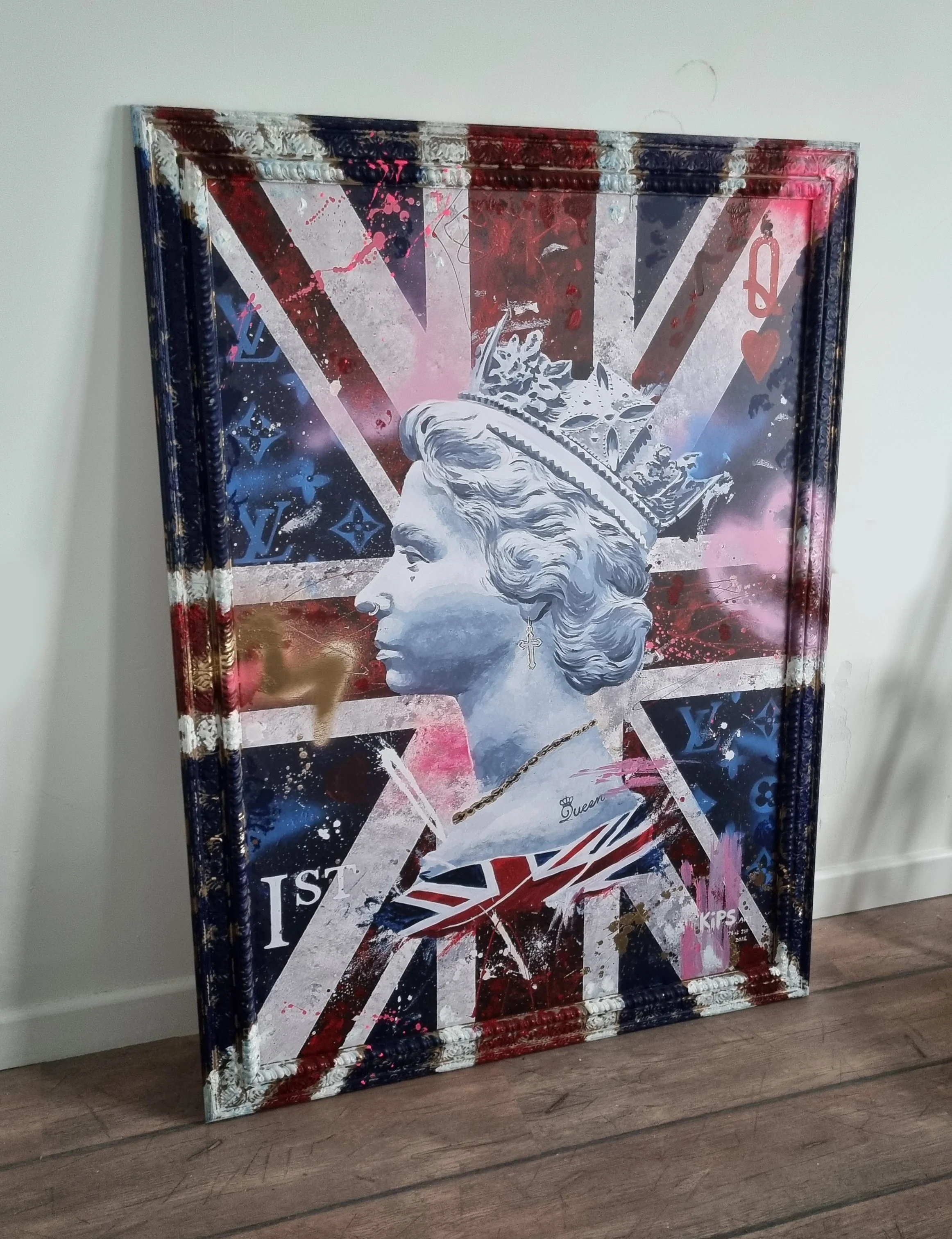 Ian Salmon Art - Queen Of Hearts Embellished print - Elizabeth II Platinum Jubilee